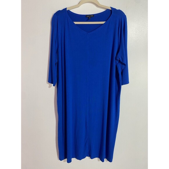 Eileen Fisher Shirt Dress XL Blue Minimalist Fall Timeless Classic Lagenlook - Picture 1 of 11
